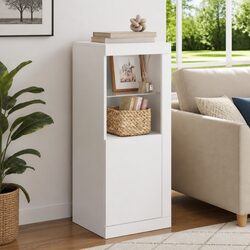 Elegant White Sideboard Cabinet with RGB LED Lighting
