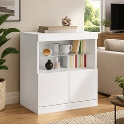 Modern White Sideboard Cabinet with LED Lighting