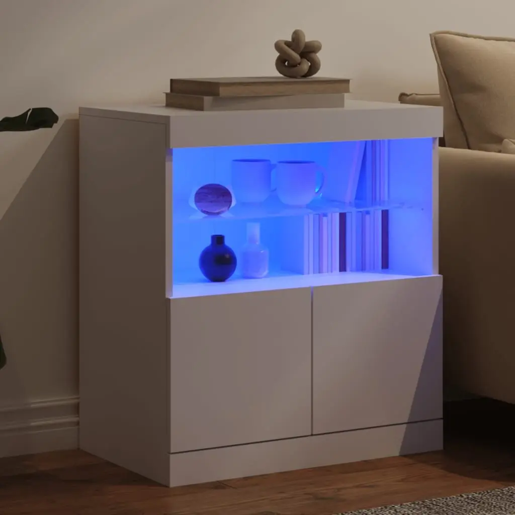 White Sideboard Cabinet with LED Lighting