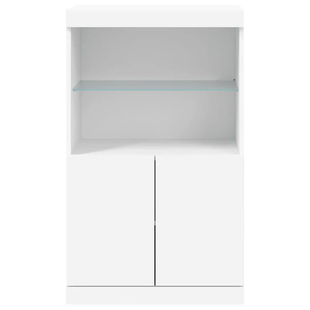 Sideboard RGB LED Lights White Storage Cabinet Buffet Engineered Wood 60.5W x 37D x 100H cm