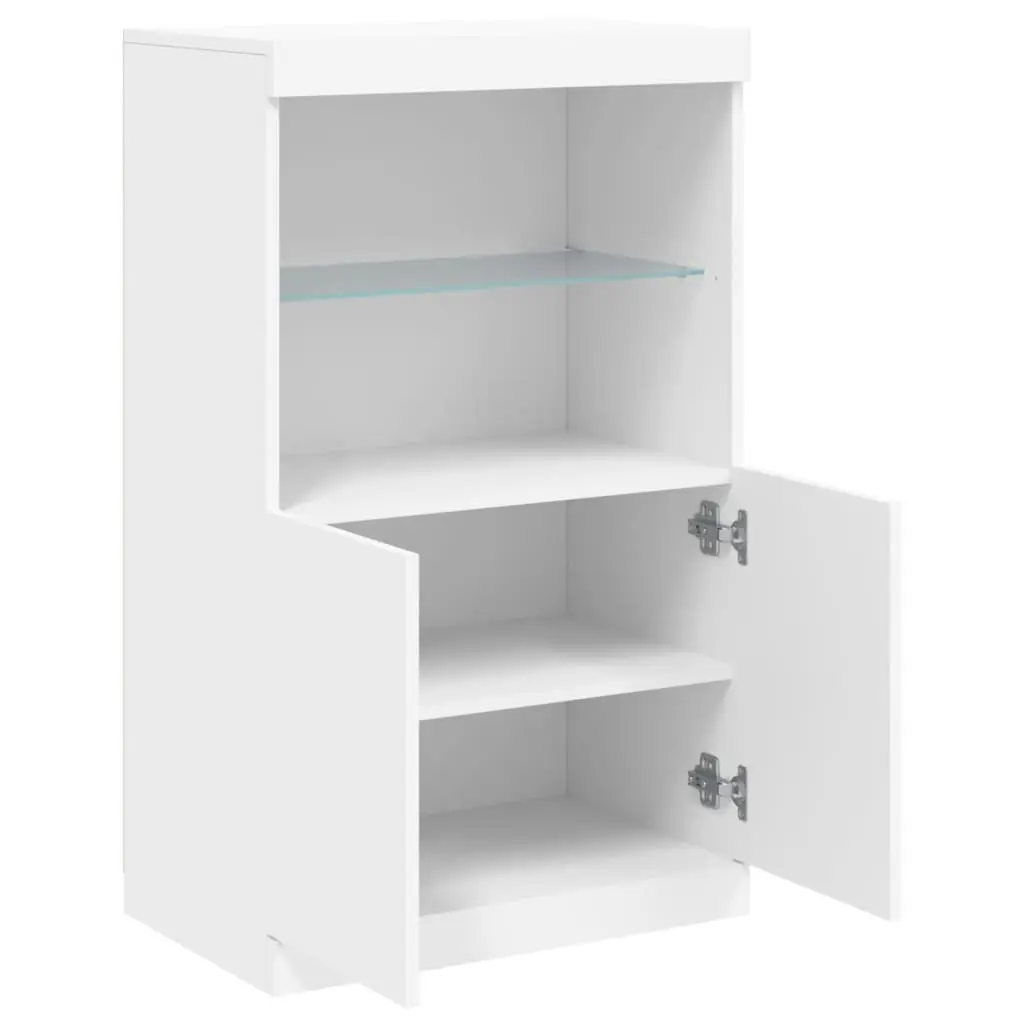 Sideboard RGB LED Lights White Storage Cabinet Buffet Engineered Wood 60.5W x 37D x 100H cm