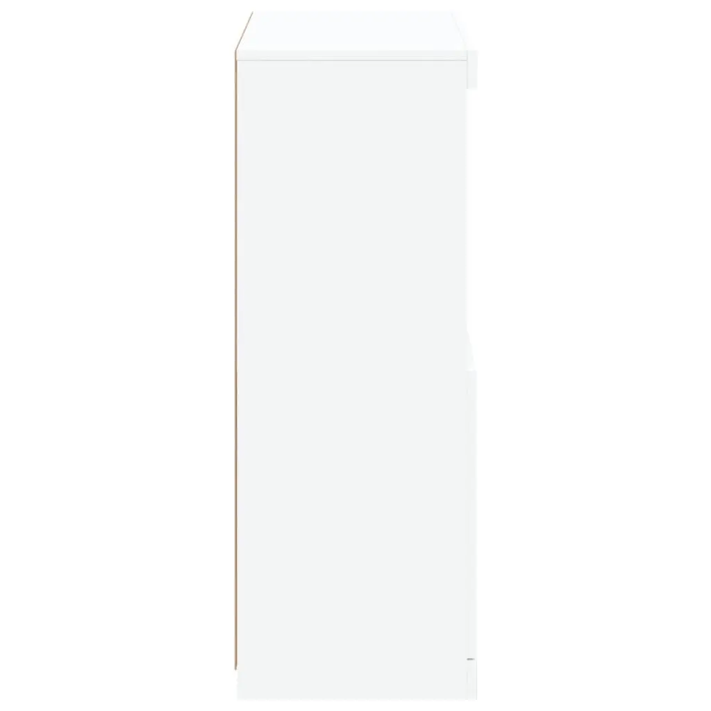 Sideboard RGB LED Lights White Storage Cabinet Buffet Engineered Wood 60.5W x 37D x 100H cm
