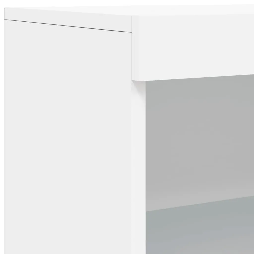 Sideboard RGB LED Lights White Storage Cabinet Buffet Engineered Wood 60.5W x 37D x 100H cm