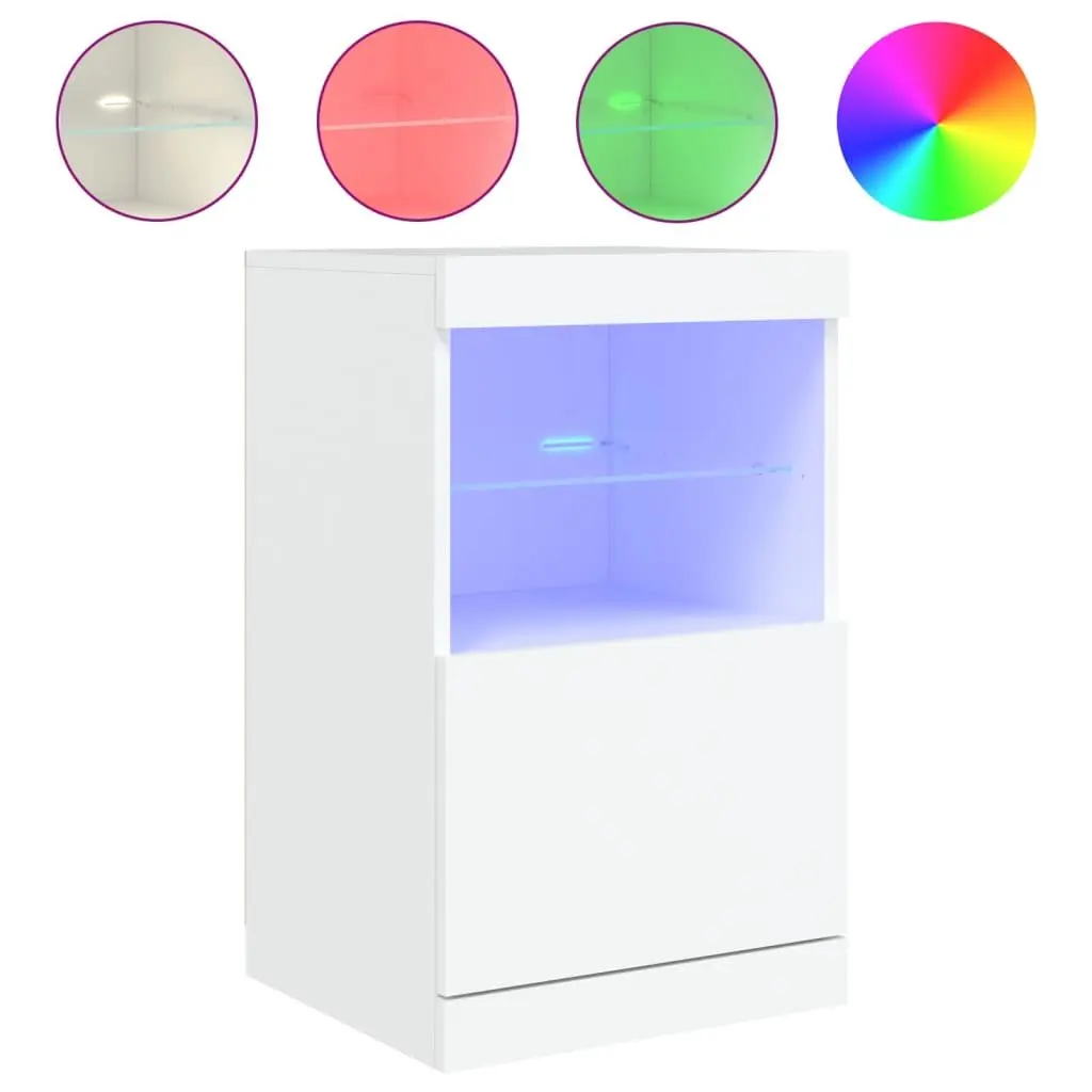 White Sideboard Storage Cabinet with RGB LED Lights Modern Buffet Display