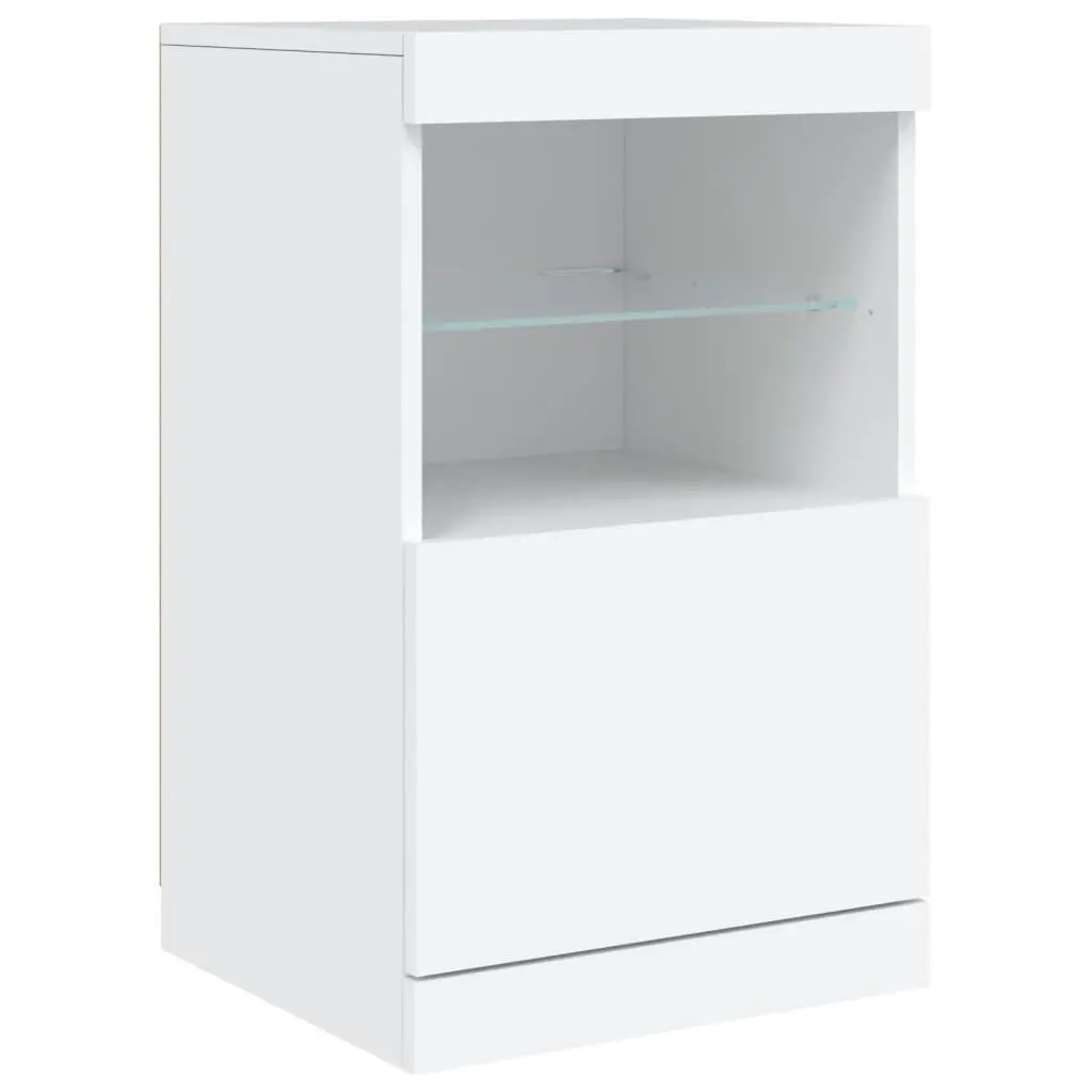 White Sideboard Storage Cabinet with RGB LED Lights Modern Buffet Display