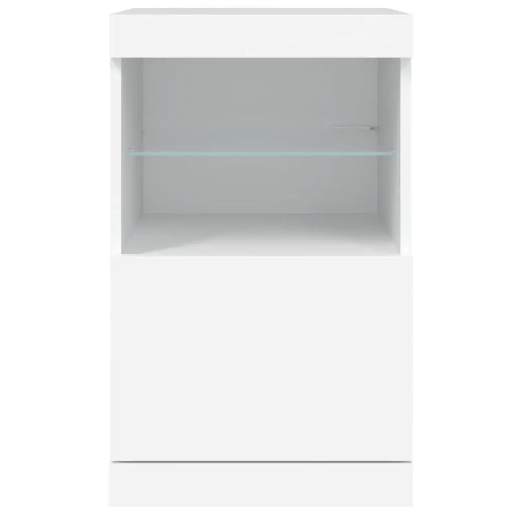 White Sideboard Storage Cabinet with RGB LED Lights Modern Buffet Display