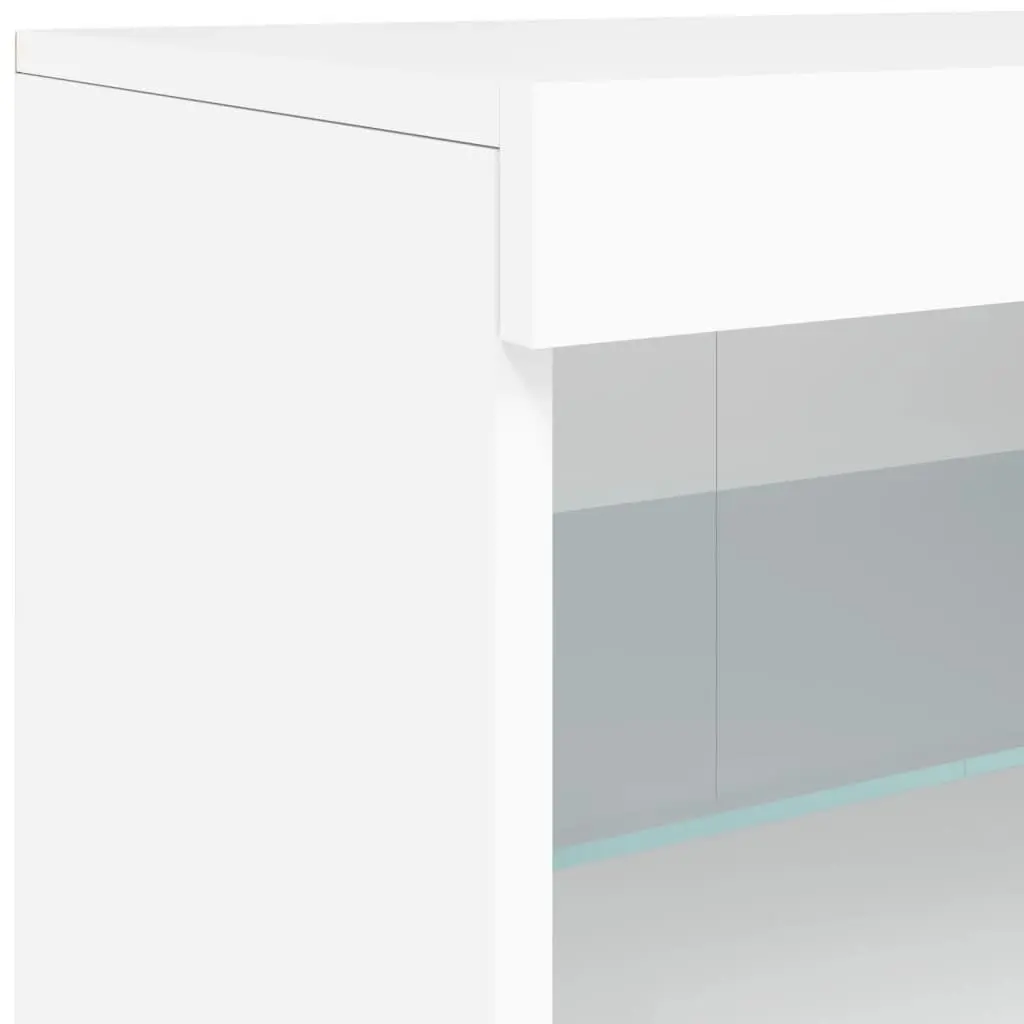 White Sideboard Storage Cabinet with RGB LED Lights Modern Buffet Display