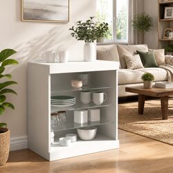 Inviting White Sideboard Cabinet with RGB LED Lights