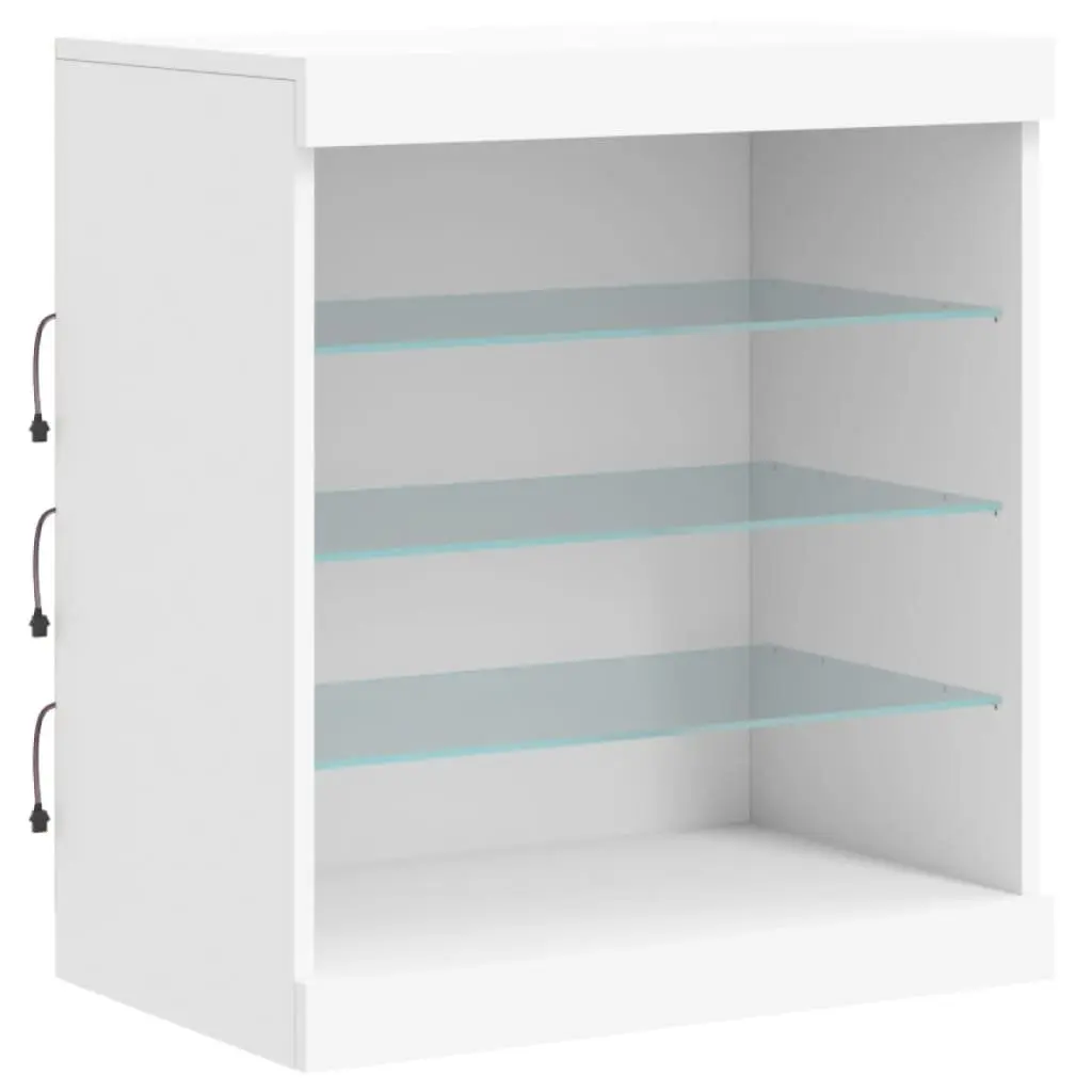 White Sideboard Cabinet with RGB LED Lights Storage Buffet 60.5x37x67cm