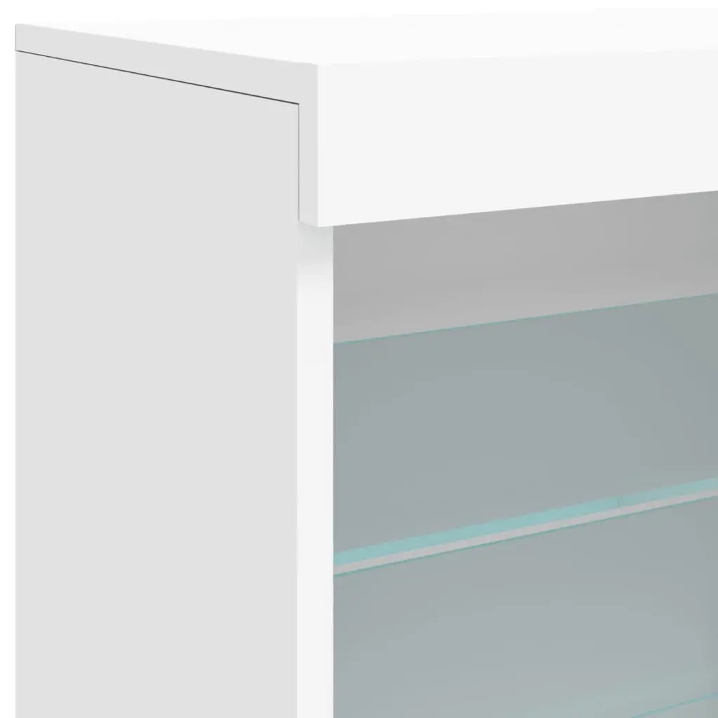 White Sideboard Cabinet with RGB LED Lights Storage Buffet 60.5x37x67cm
