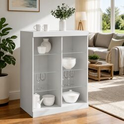 White Sideboard with RGB LED Lights for Stylish Storage