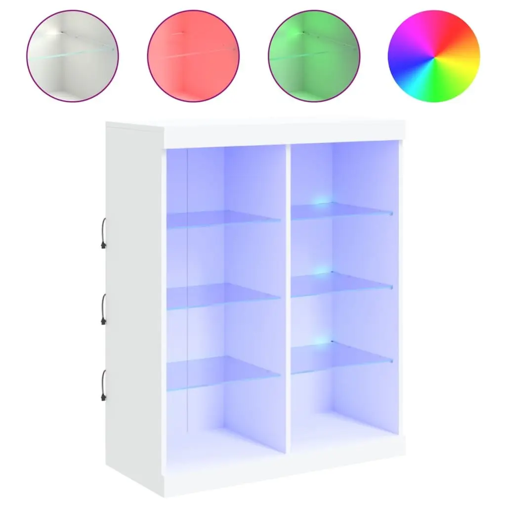 Sideboard White RGB LED Lights Storage Cabinet 81x37x100cm Engineered Wood