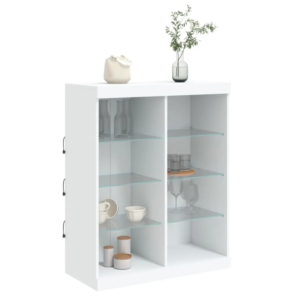 Sideboard White RGB LED Lights Storage Cabinet 81x37x100cm Engineered Wood