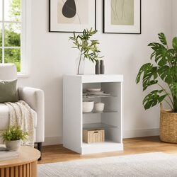 Modern White Sideboard with RGB LED Lighting 41x37x67cm