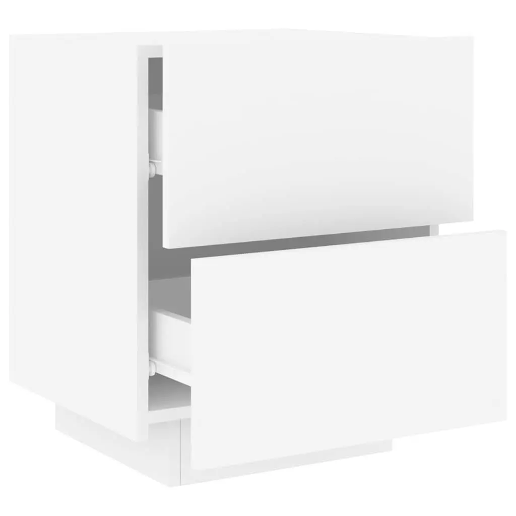 Bedside Cabinet White Engineered Wood with RGB LED Lights 2 Drawers