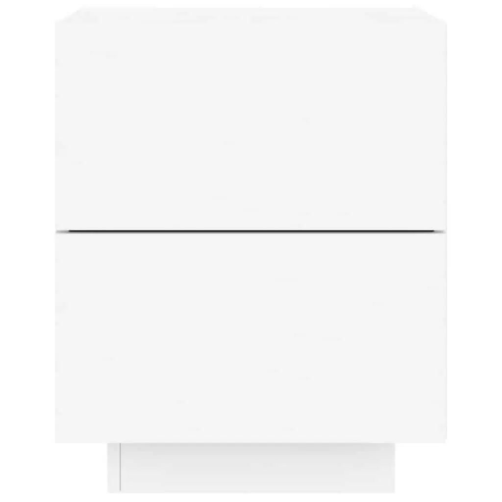 Bedside Cabinet White Engineered Wood with RGB LED Lights 2 Drawers