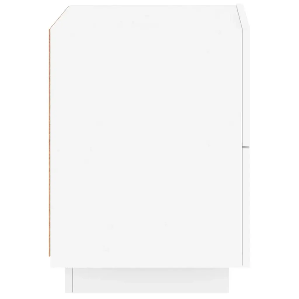 Bedside Cabinet White Engineered Wood with RGB LED Lights 2 Drawers