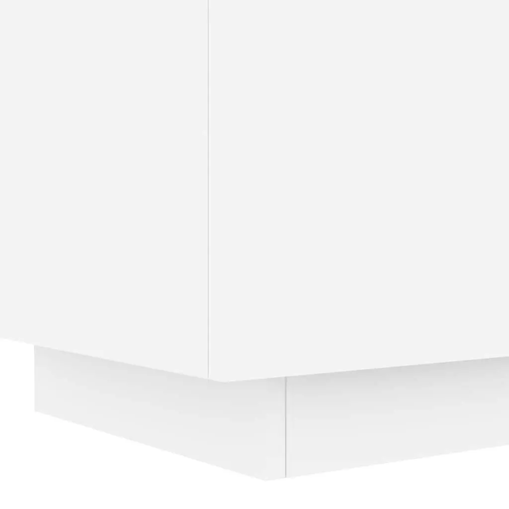 Bedside Cabinet White Engineered Wood with RGB LED Lights 2 Drawers
