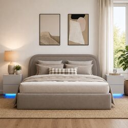 White Bedside Cabinet Set with Custom RGB LED Lights