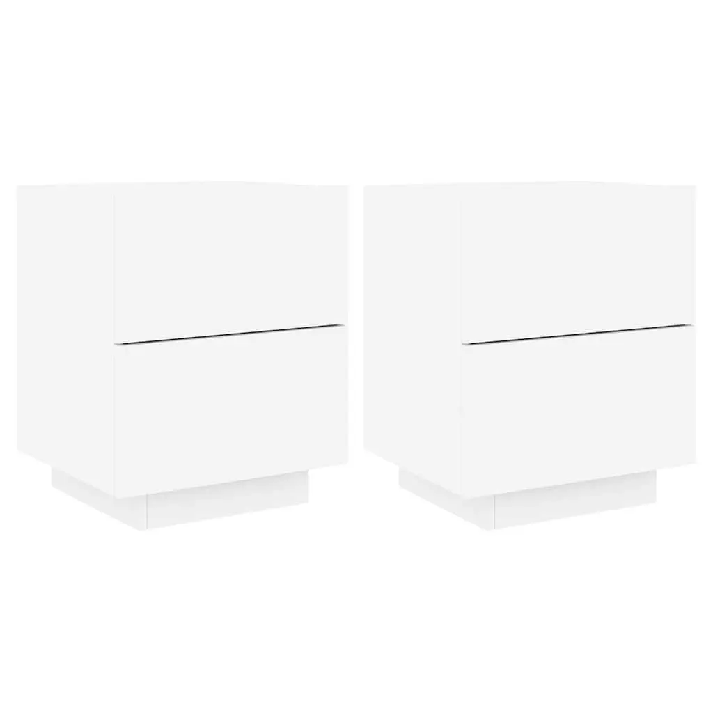 White Bedside Cabinet Set with Custom RGB LED Lights