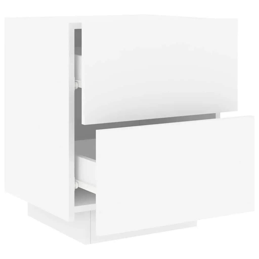 White Bedside Cabinet Set with Custom RGB LED Lights