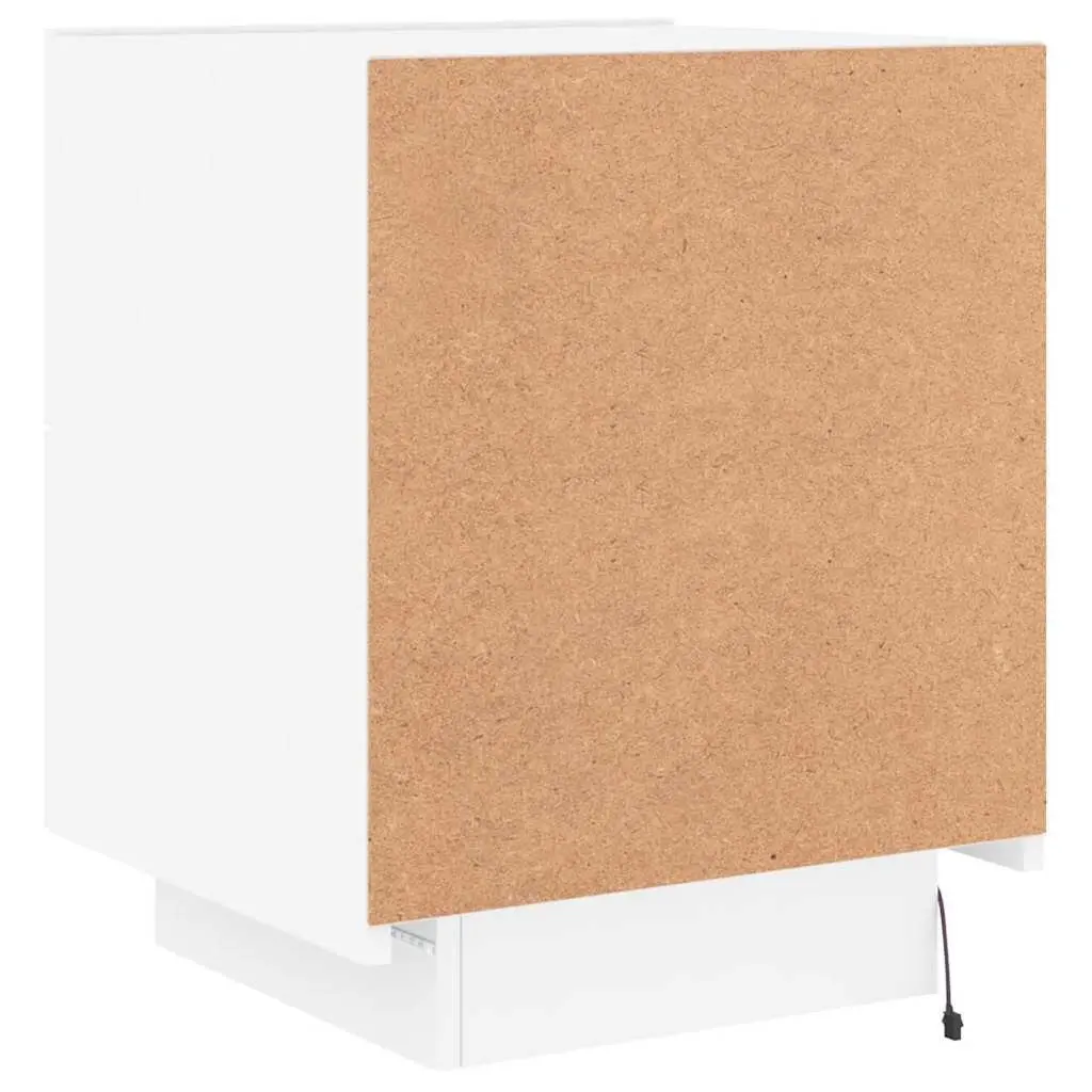 White Bedside Cabinet Set with Custom RGB LED Lights