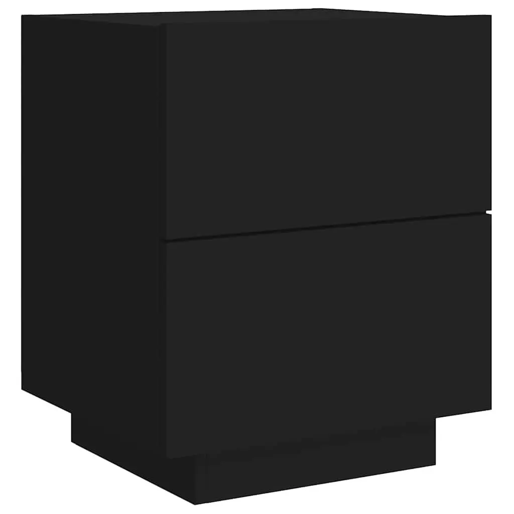 Bedside Cabinet Black with RGB LED Lights 2 Drawers Engineered Wood