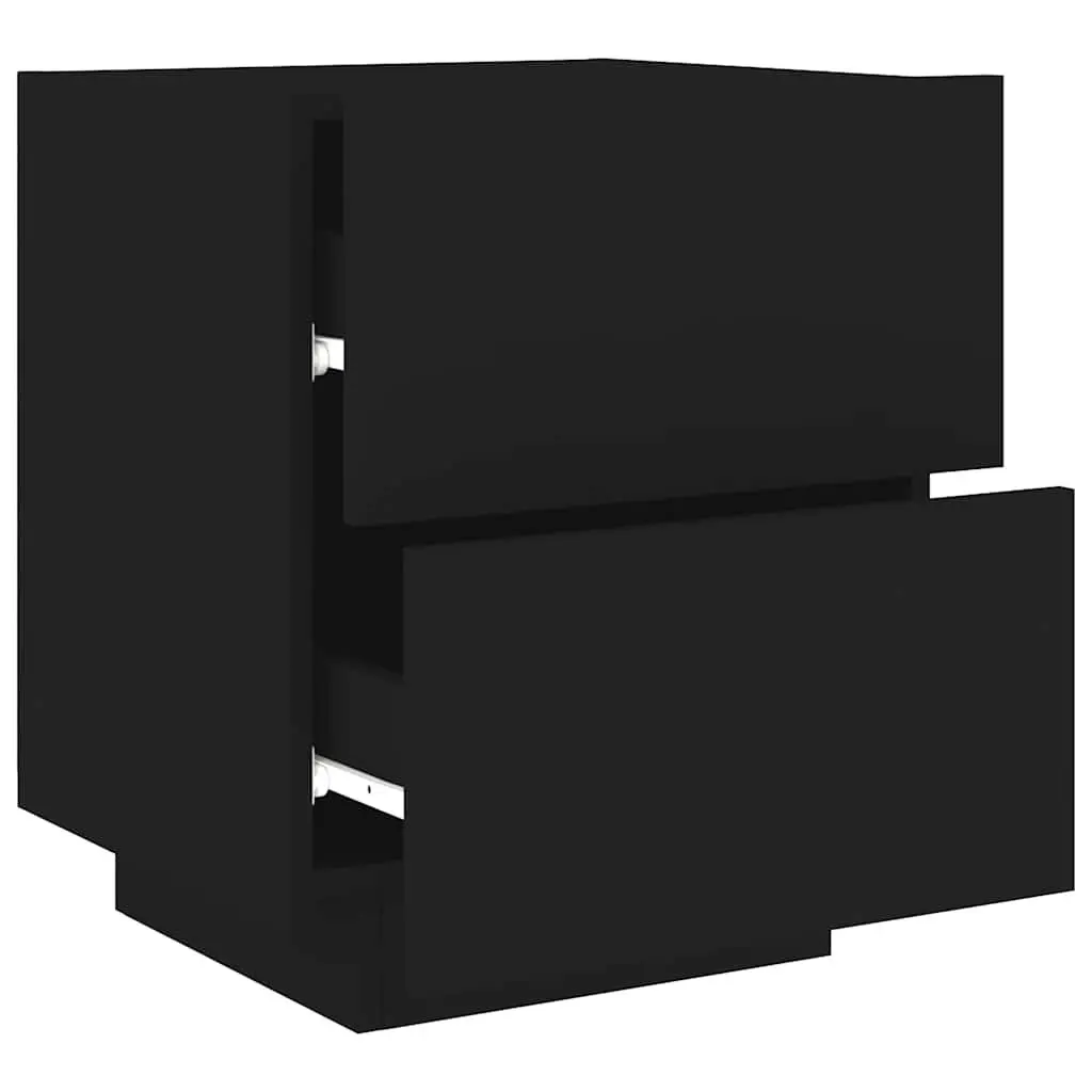 Bedside Cabinet Black with RGB LED Lights 2 Drawers Engineered Wood