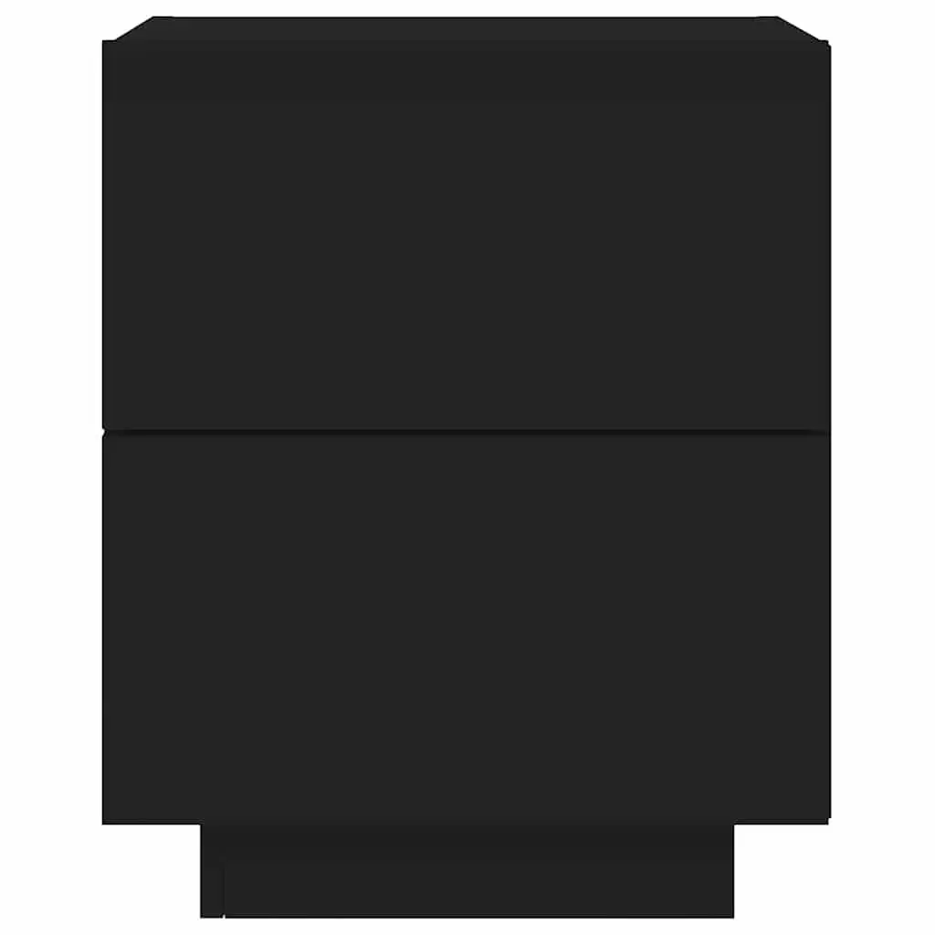 Bedside Cabinet Black with RGB LED Lights 2 Drawers Engineered Wood