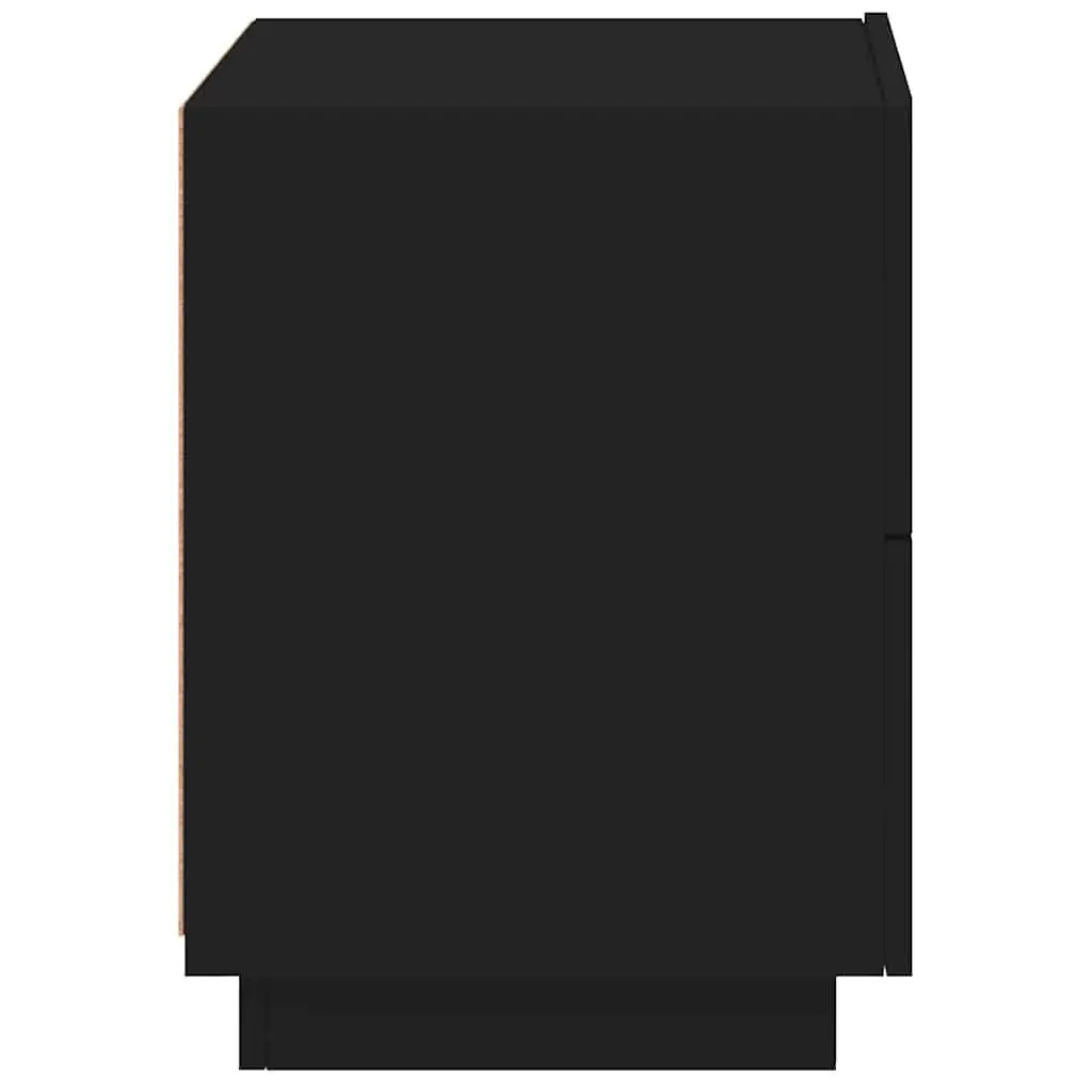 Bedside Cabinet Black with RGB LED Lights 2 Drawers Engineered Wood