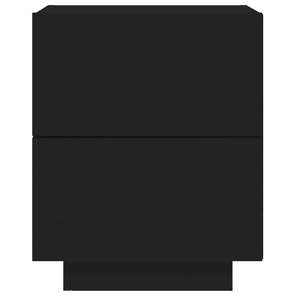 Bedside Cabinet with RGB LED Lights 2 Pieces Black Storage Nightstand Drawers