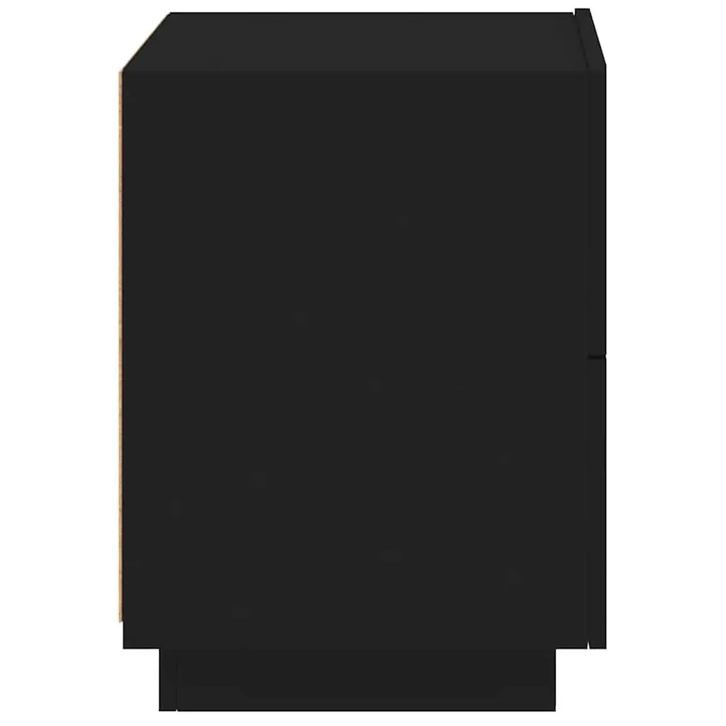 Bedside Cabinet with RGB LED Lights 2 Pieces Black Storage Nightstand Drawers