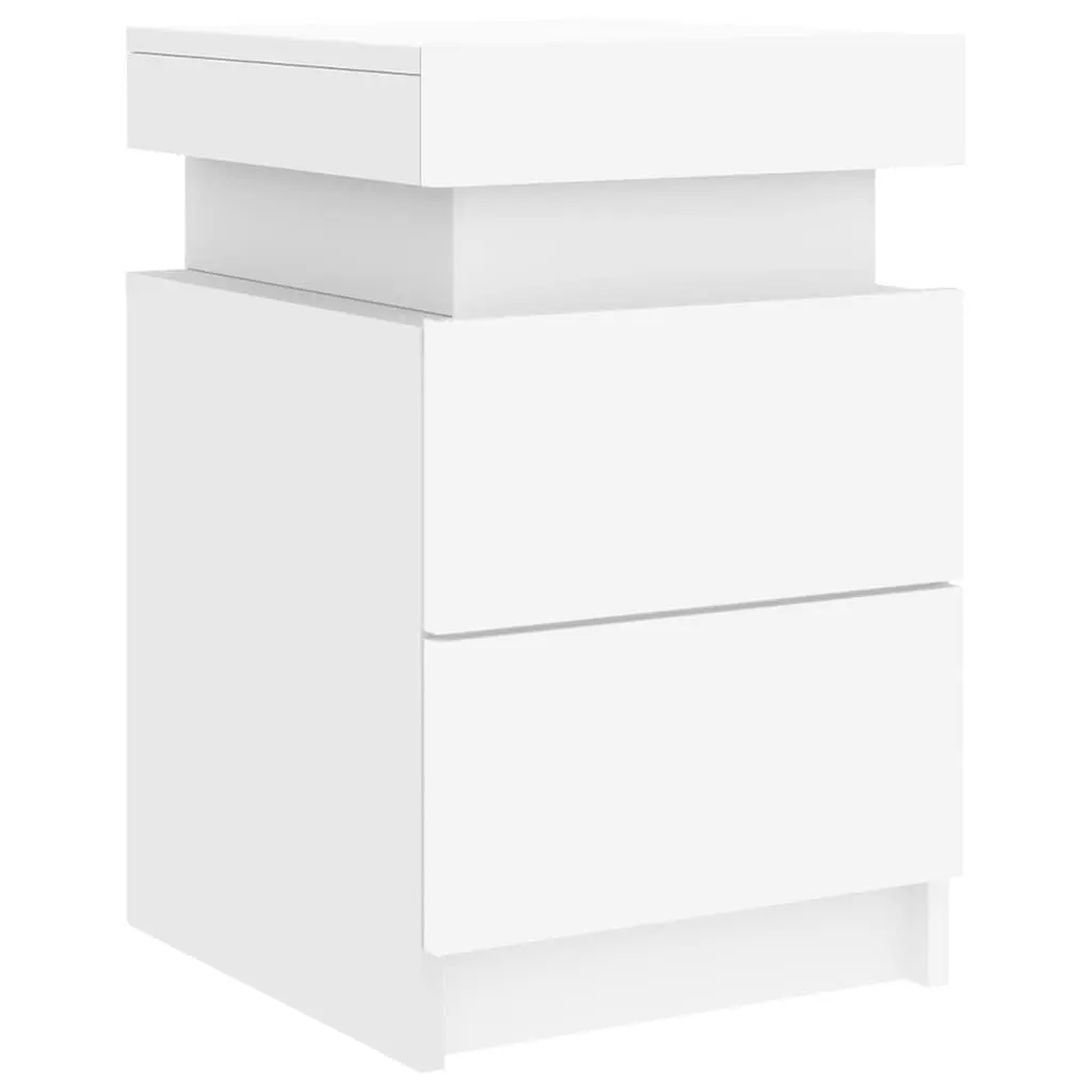 White Bedside Cabinet with RGB LED Lights 35x39x55cm