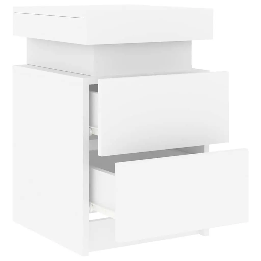 White Bedside Cabinet with RGB LED Lights 35x39x55cm