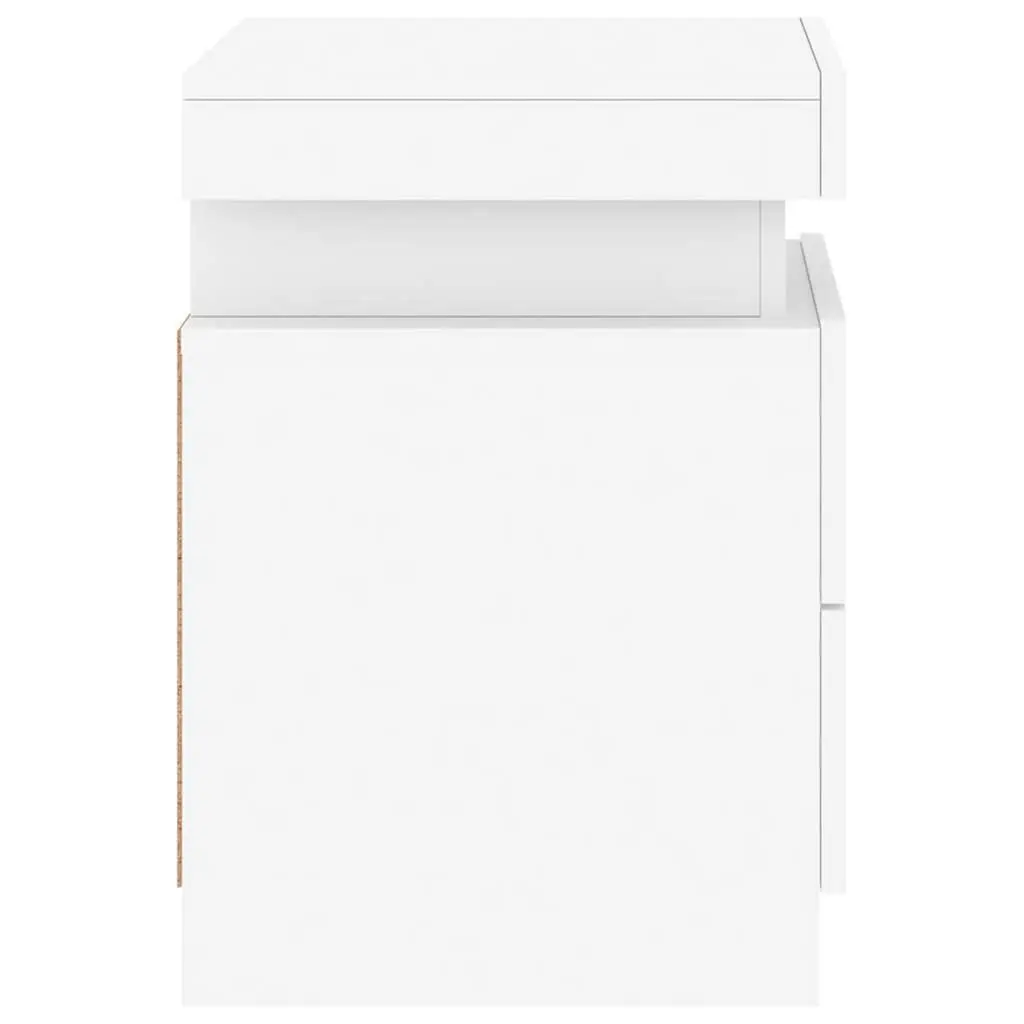 White Bedside Cabinet with RGB LED Lights 35x39x55cm