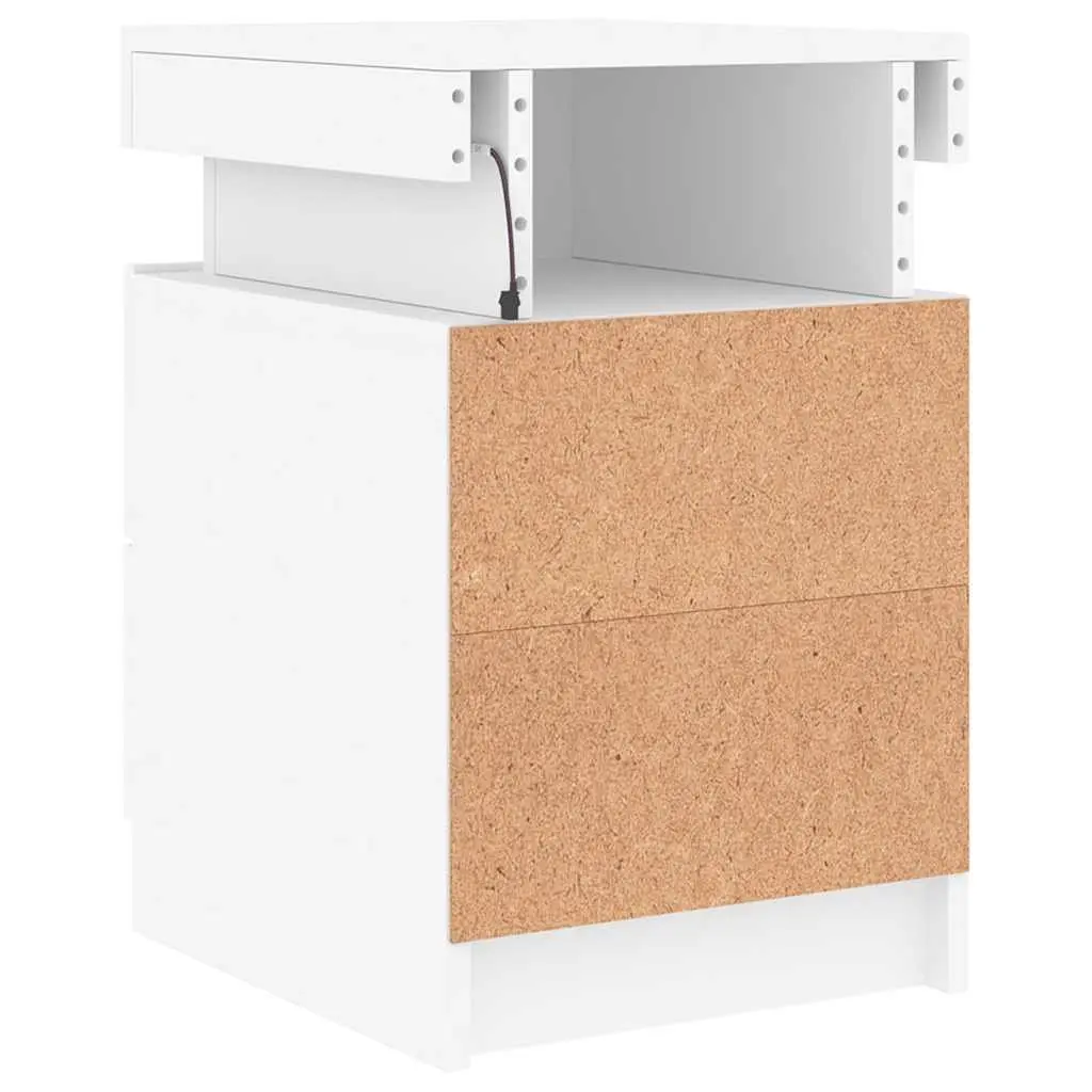 White Bedside Cabinet with RGB LED Lights 35x39x55cm
