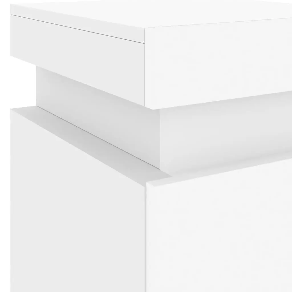 Bedside Table Modern White 35x39x55cm Engineered Wood with RGB LED Lights 2 Piece