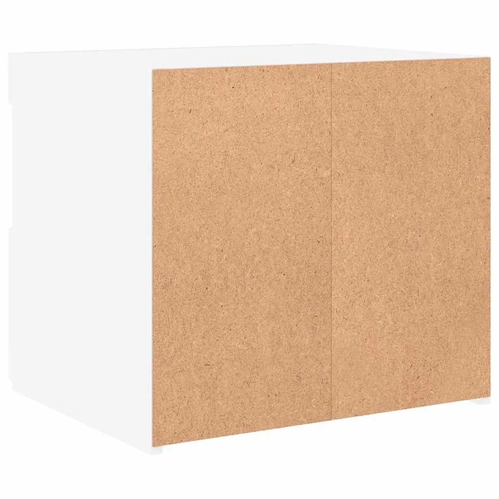 Bedside Cabinet White Modern 50W x 40D x 45H cm Engineered Wood with RGB LED Lights