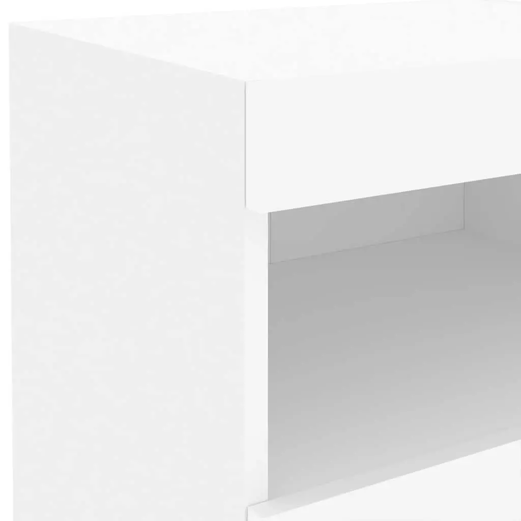 Bedside Cabinet White Modern 50W x 40D x 45H cm Engineered Wood with RGB LED Lights