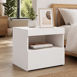 Modern White Bedside Tables with RGB LED Lights