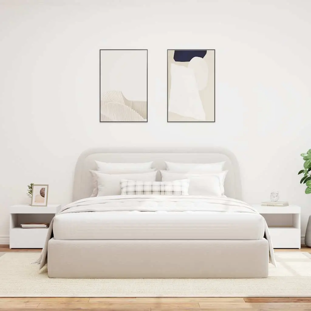 White Bedside Tables with RGB LED Lights