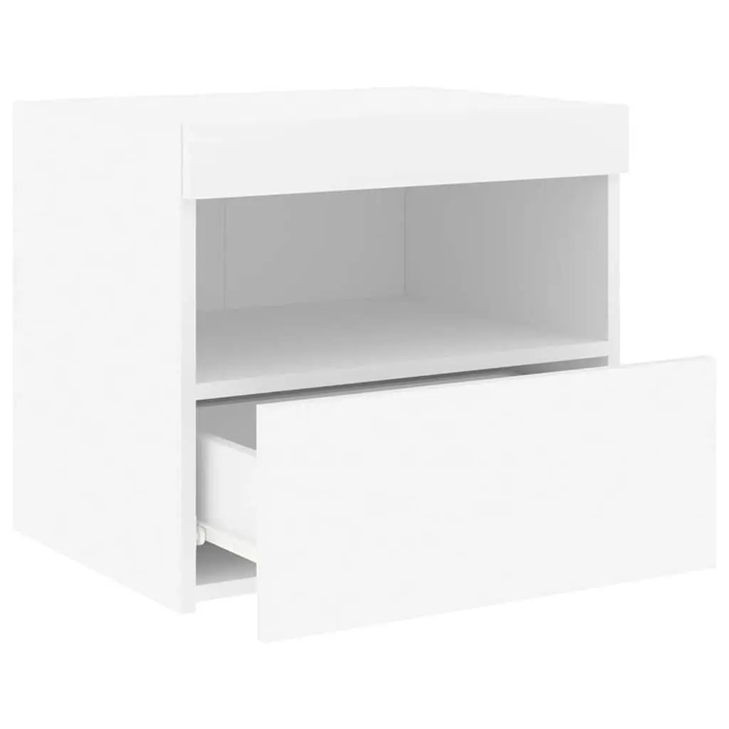 White Bedside Tables with RGB LED Lights