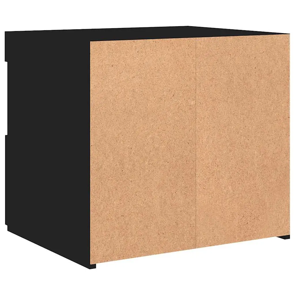 Bedside Cabinet Black Modern 50W x 40D x 45H cm Engineered Wood with RGB LED Lights