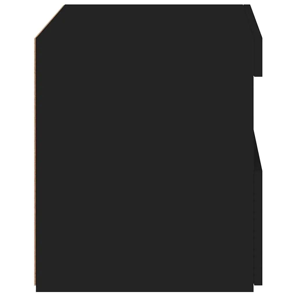 Bedside Cabinet Black Modern 50W x 40D x 45H cm Engineered Wood with RGB LED Lights