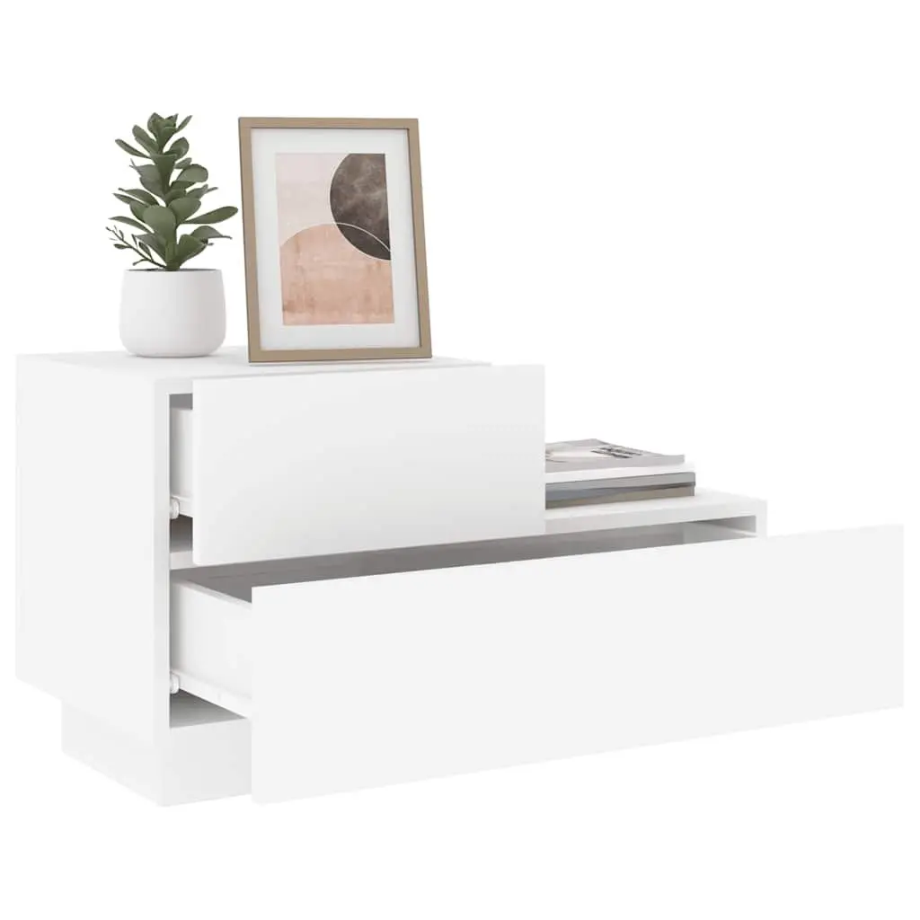 White Bedside Cabinet with RGB LED Lights 70x36x40.5cm