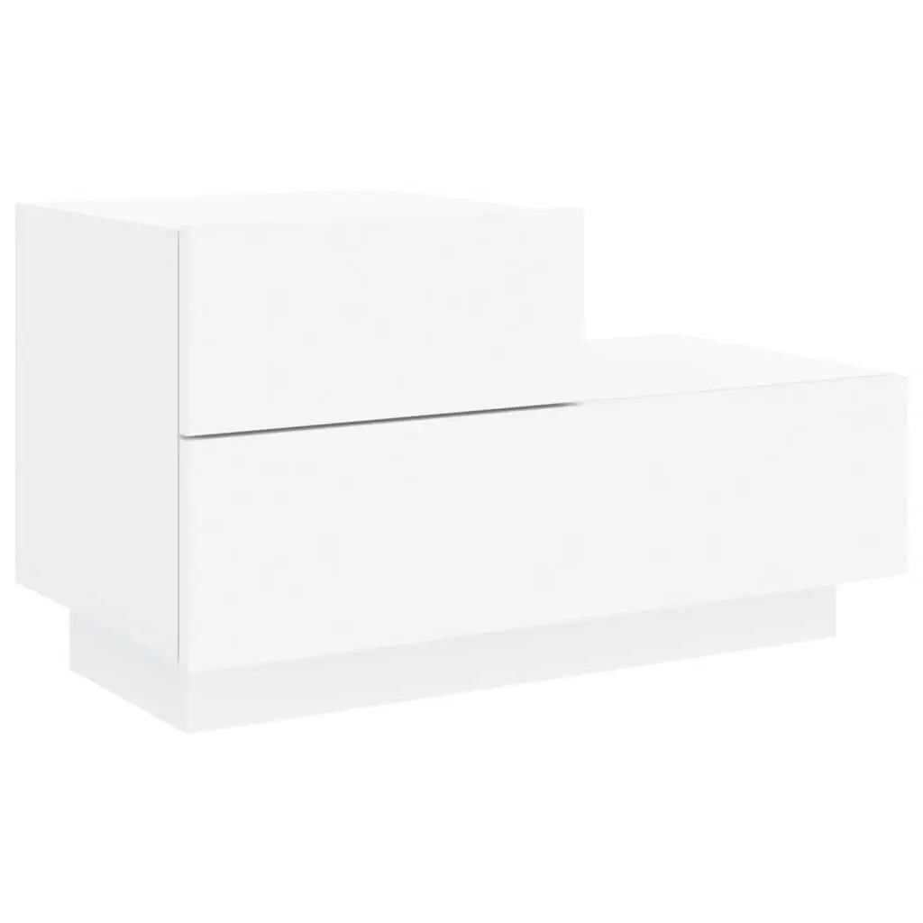 White Bedside Cabinet with RGB LED Lights 70x36x40.5cm