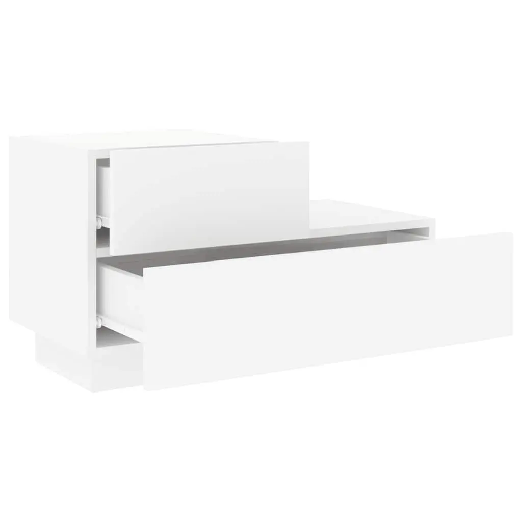 White Bedside Cabinet with RGB LED Lights 70x36x40.5cm
