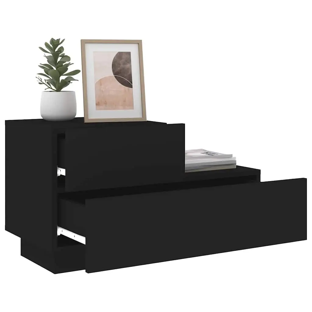 Black Bedside Cabinet with RGB LED Lighting 70x36x40.5cm