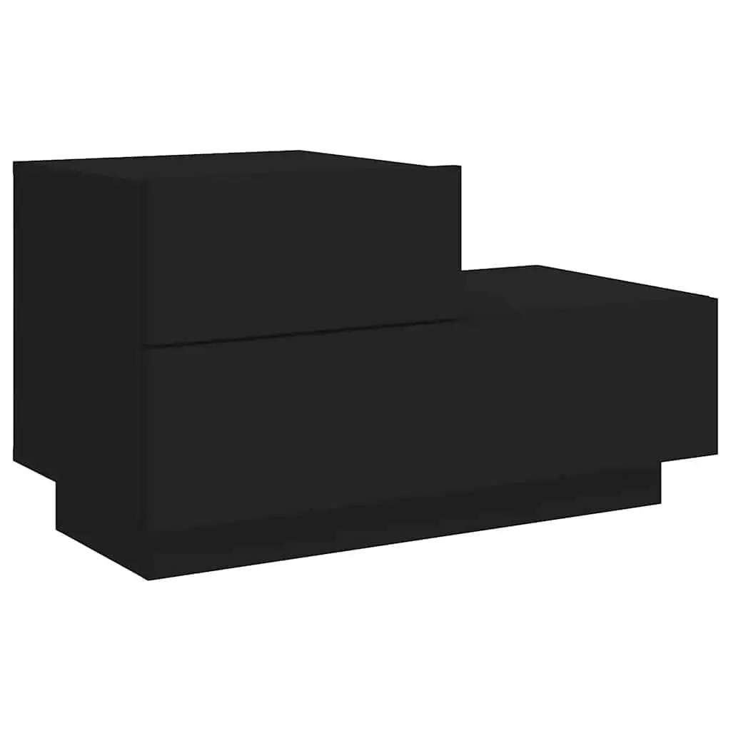 Black Bedside Cabinet with RGB LED Lighting 70x36x40.5cm