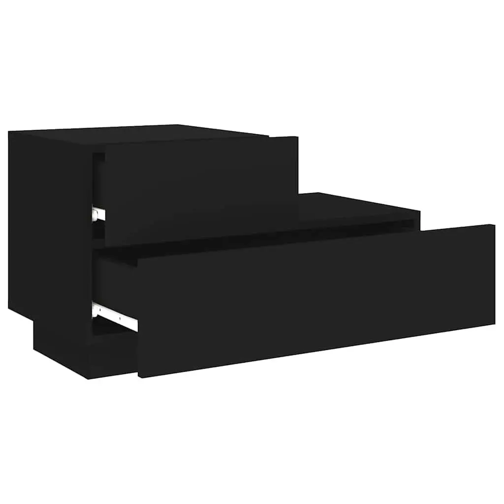 Black Bedside Cabinet with RGB LED Lighting 70x36x40.5cm